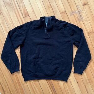 Grayson & Dunn Mens XL Pullover Sweater Black Mock Neck Quarter Zip Casual